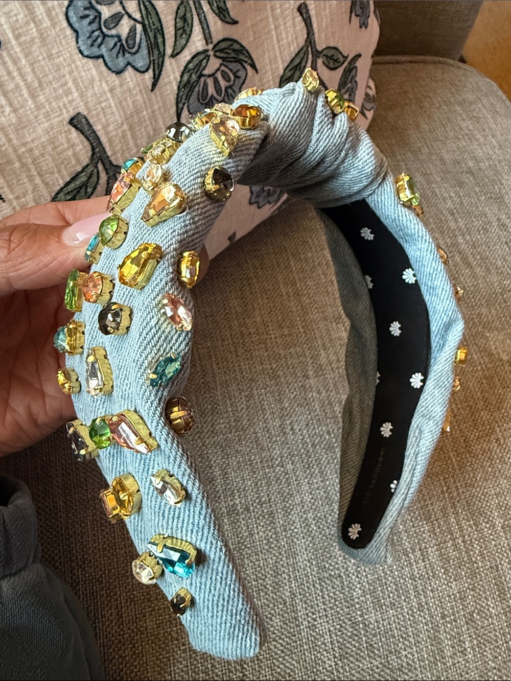 Lele Sadoughi denim embellished headband